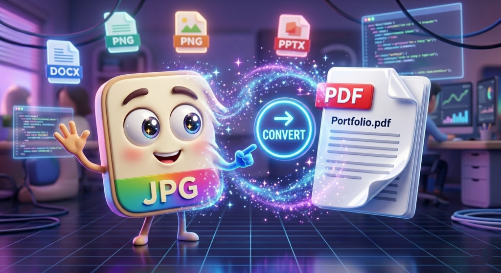 JPG to PDF tool interface showing easy image conversion